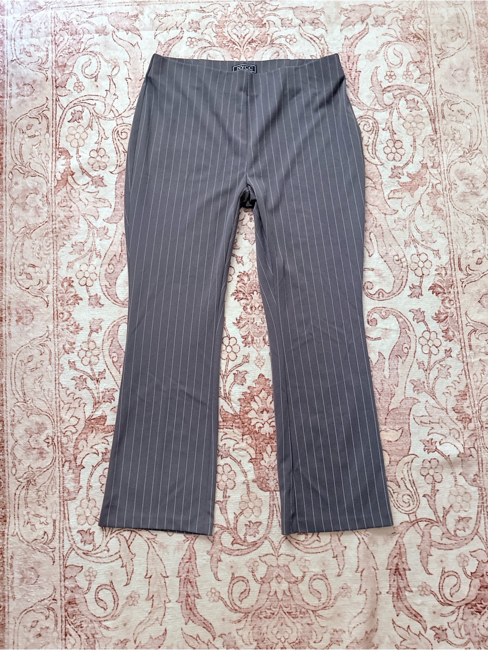 Stretch Pinstripe Dress Trousers in Gray - Women's Professional Pants